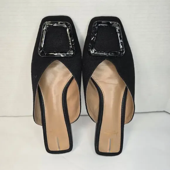 SAM EDELMAN LAVINA MULE LINEN BUCKLE FLATS, SIZE 9 - Picture 1 of 7